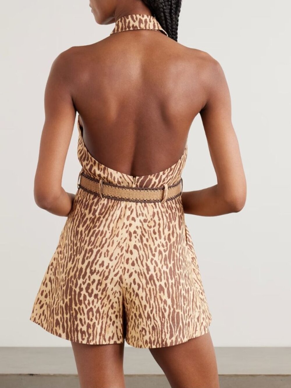 Zimmermann Cascadian Belted Pleated Leopard Linen Playsuit AU 4 / US 12 NWT $575 - Picture 2 of 15